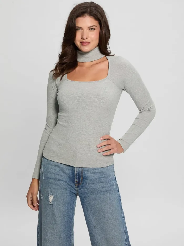 GUESS Tops Cutout Ribbed Top Black 8211 Women