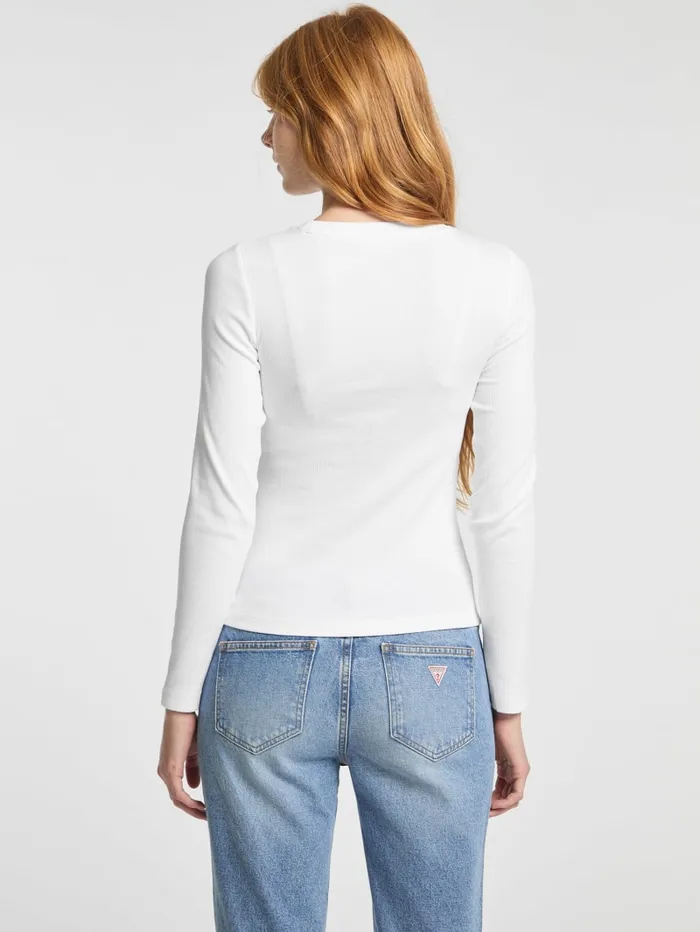 GUESS Tops Eco Crewneck Logo Tee Beige 8211 Women