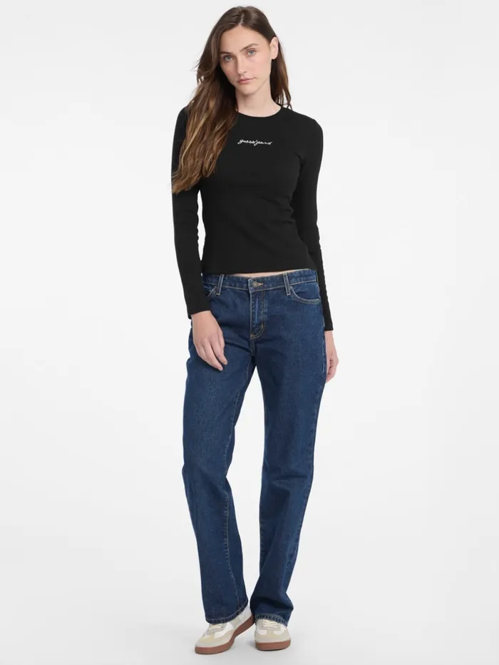 GUESS Tops Eco Crewneck Logo Tee Beige 8211 Women