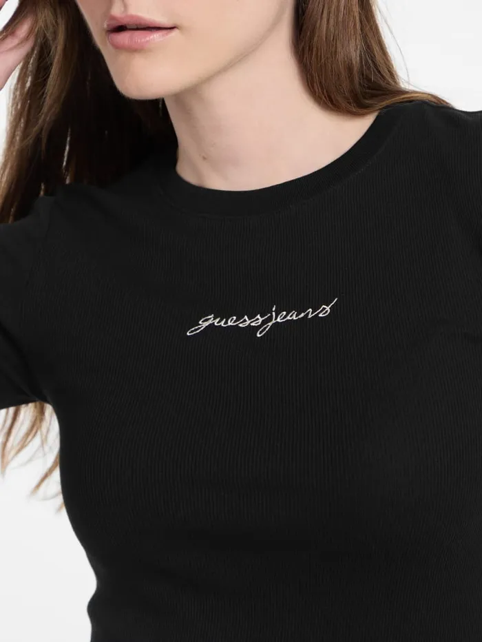 GUESS Tops Eco Crewneck Logo Tee Beige 8211 Women