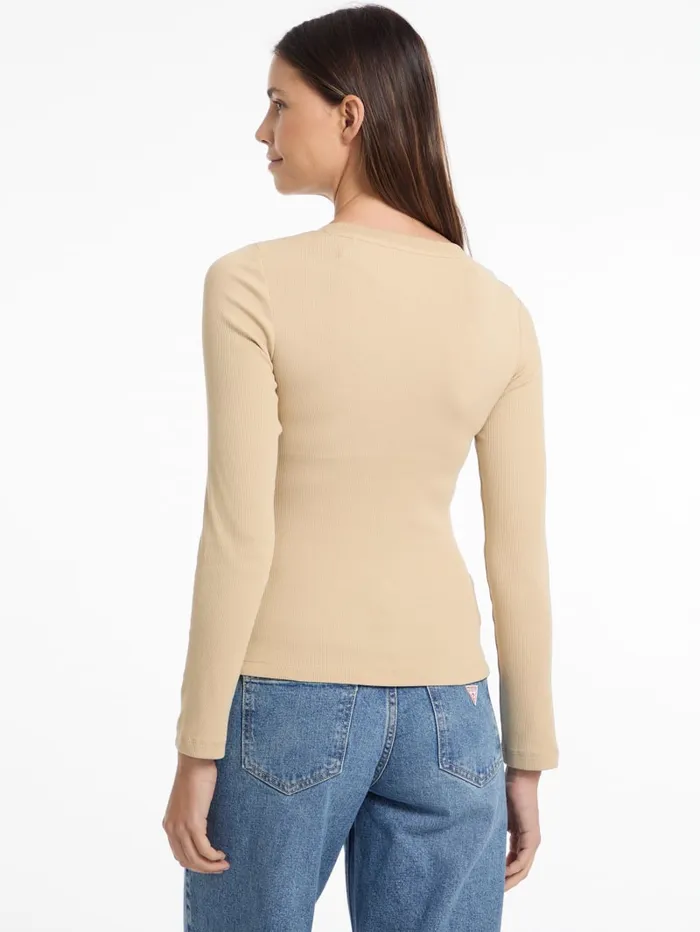 GUESS Tops Eco Crewneck Logo Tee Beige 8211 Women
