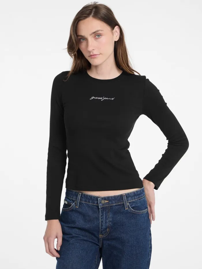 GUESS Tops Eco Crewneck Logo Tee Black 8211 Women