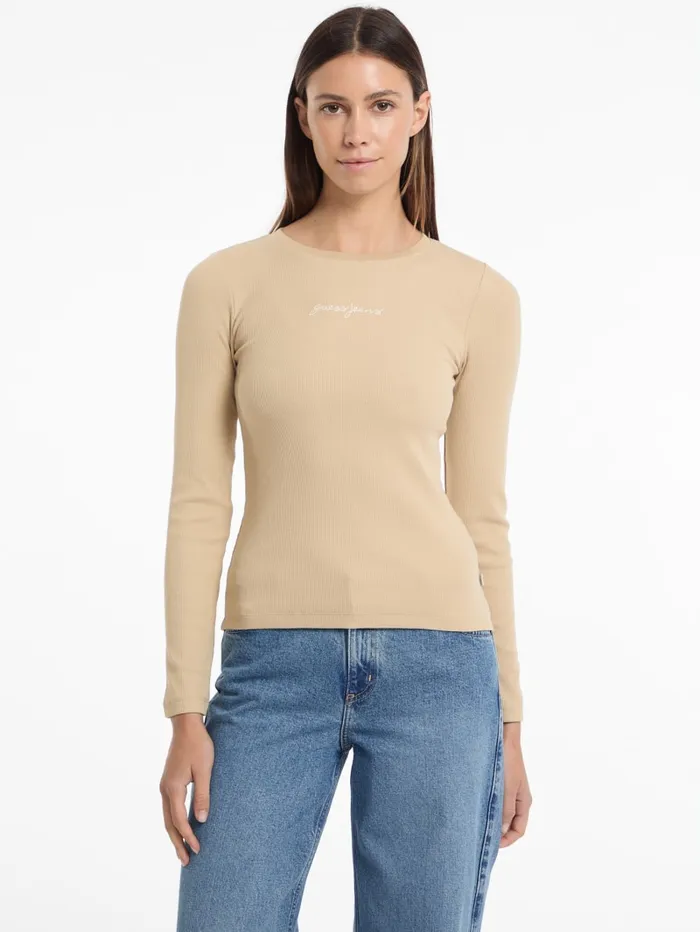GUESS Tops Eco Crewneck Logo Tee Black 8211 Women