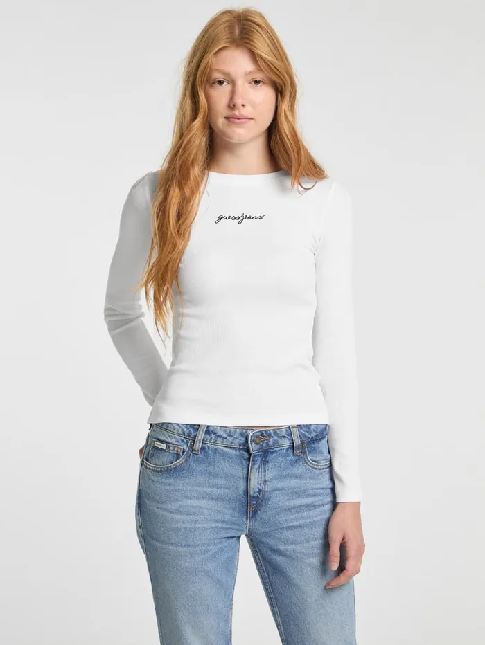 GUESS Tops Eco Crewneck Logo Tee Black 8211 Women