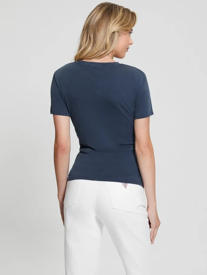 GUESS Tops Eco Fleur LaceUp Tee Blue 8211 Women