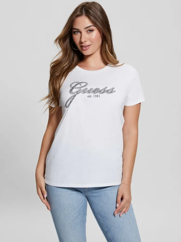 GUESS Tops Eco Glam Logo Easy Tee Pink 8211 Women
