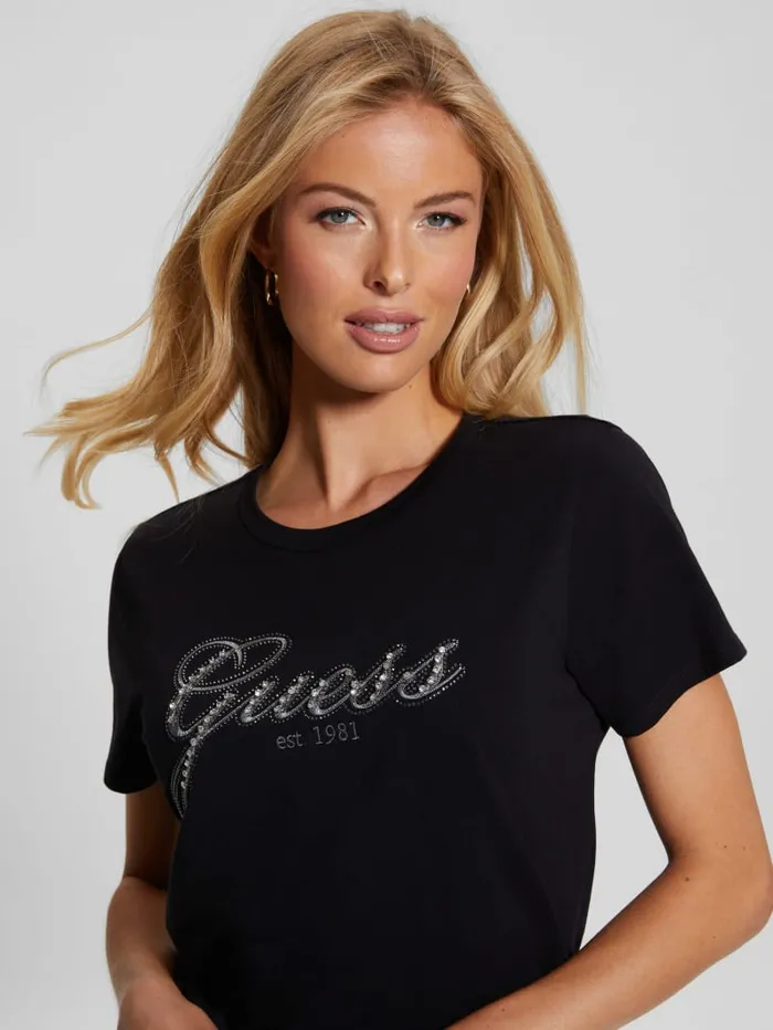GUESS Tops Eco Glam Logo Easy Tee Pink 8211 Women
