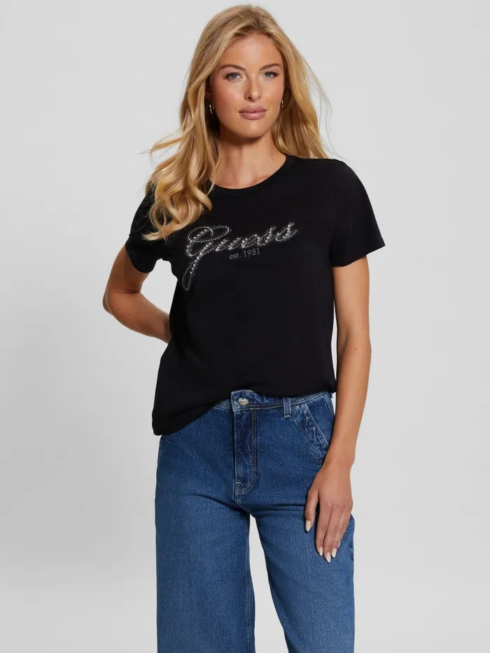 GUESS Tops Eco Glam Logo Easy Tee Pink 8211 Women