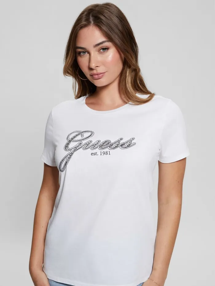 GUESS Tops Eco Glam Logo Easy Tee Pink 8211 Women