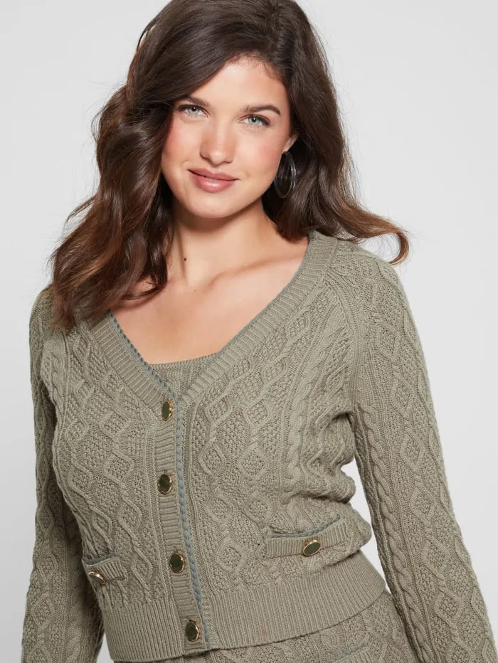 GUESS Tops Eco Isabelle Sweater Cardigan Green 8211 Women