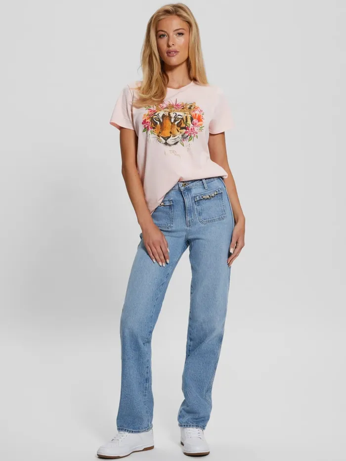 GUESS Tops Eco Le Tigre Easy Tee Pink 8211 Women