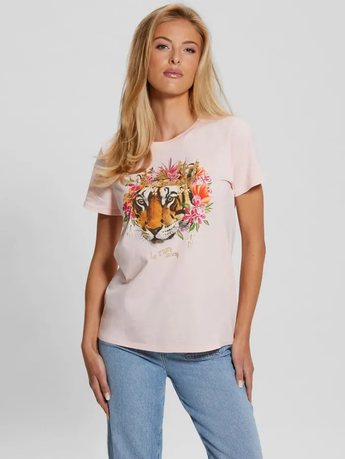 GUESS Tops Eco Le Tigre Easy Tee Pink 8211 Women