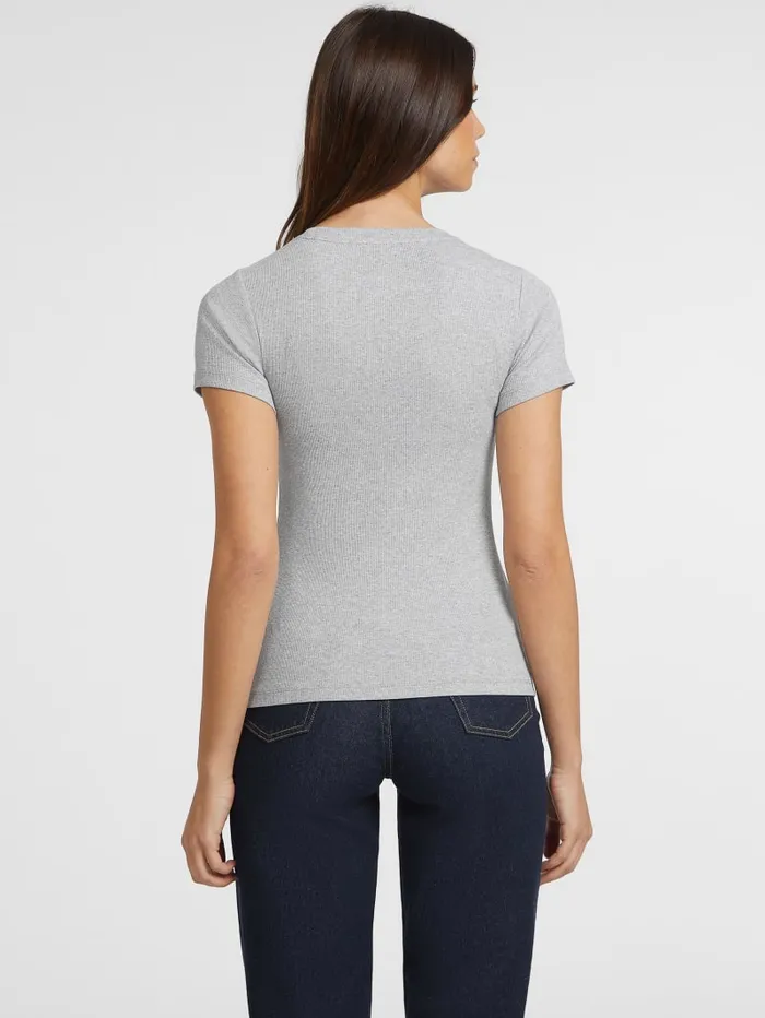 GUESS Tops Slim RibKnit Embroidered Tee Black 8211 Women