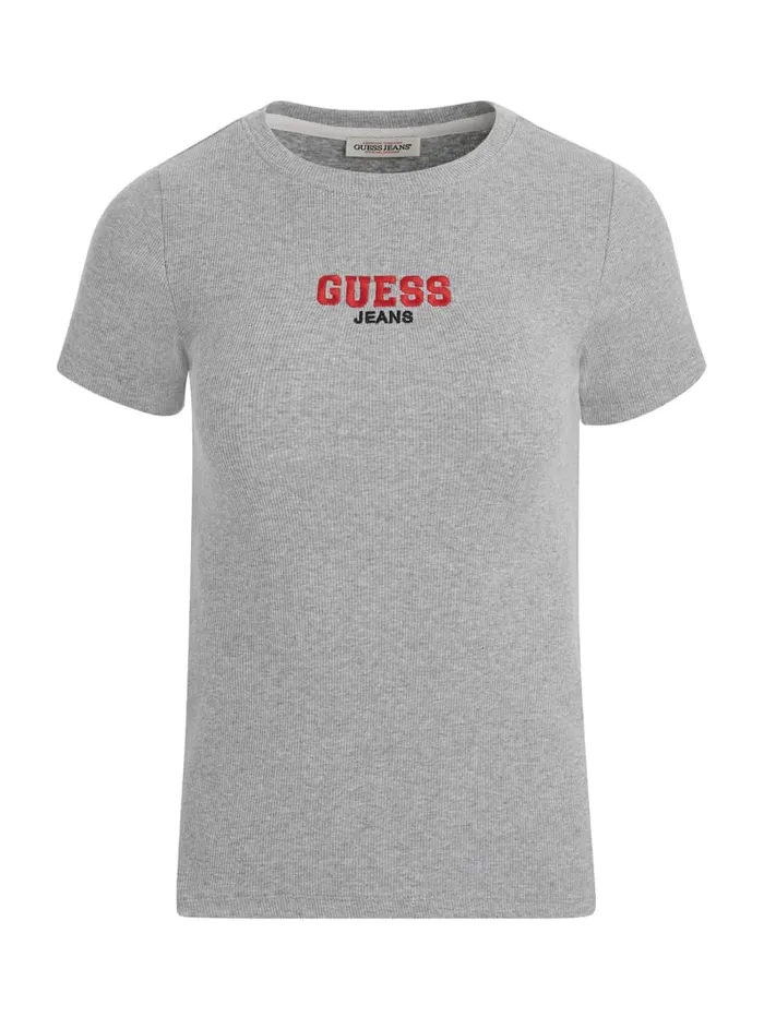 GUESS Tops Slim RibKnit Embroidered Tee Black 8211 Women