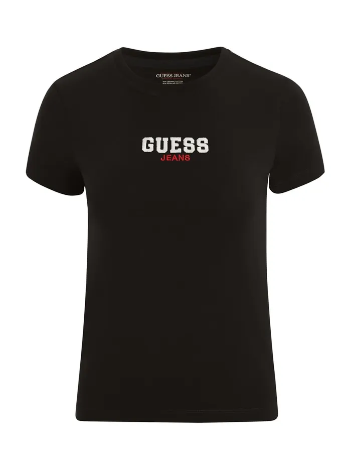 GUESS Tops Slim RibKnit Embroidered Tee Black 8211 Women