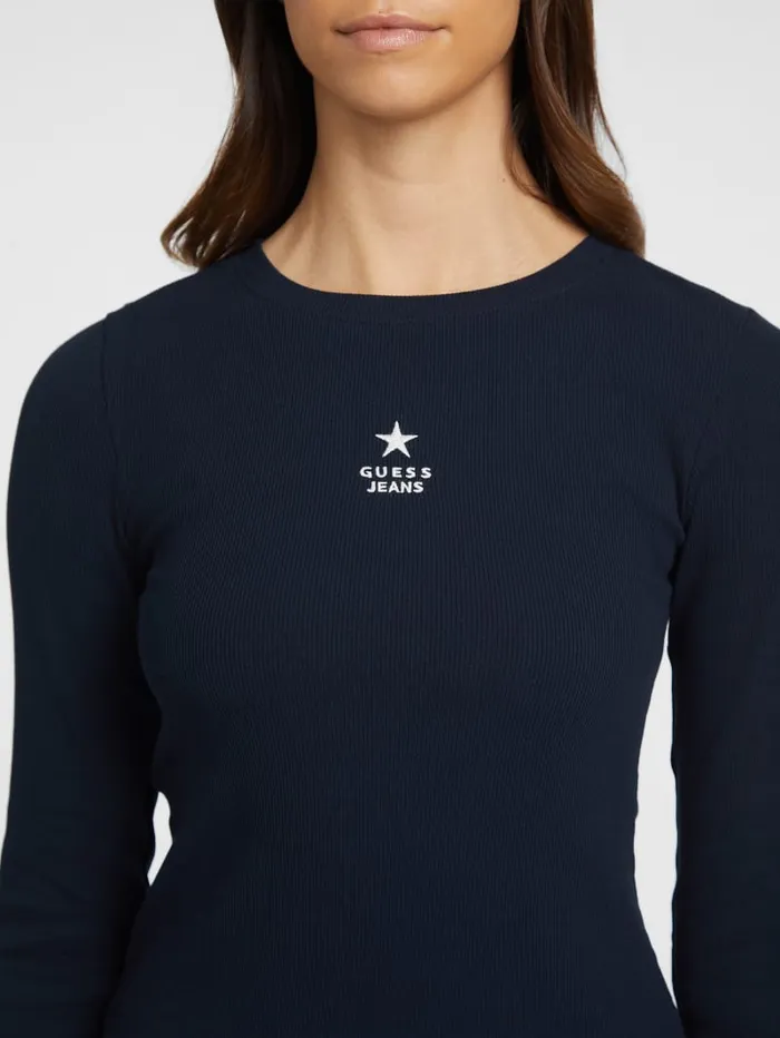 GUESS Tops Slim RibKnit Star Tee Blue 8211 Women