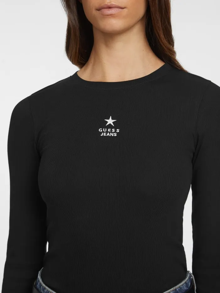 GUESS Tops Slim RibKnit Star Tee Blue 8211 Women
