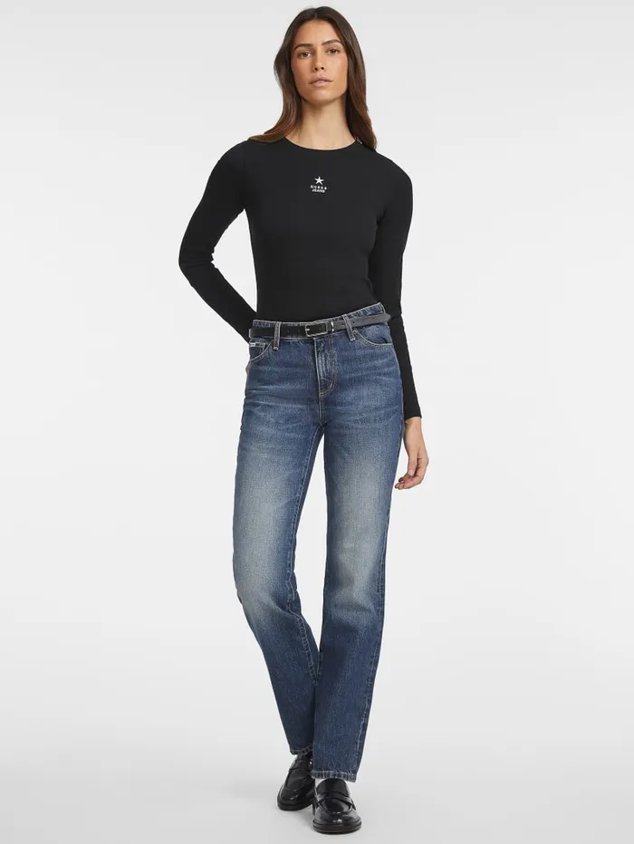 GUESS Tops Slim RibKnit Star Tee Blue 8211 Women