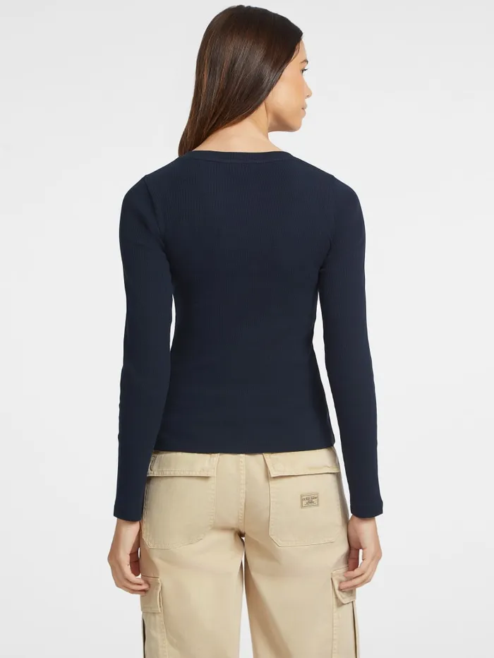 GUESS Tops Slim RibKnit Star Tee Blue 8211 Women
