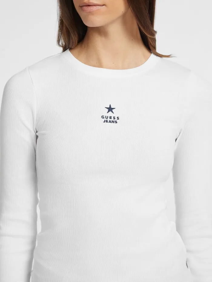 GUESS Tops Slim RibKnit Star Tee Blue 8211 Women