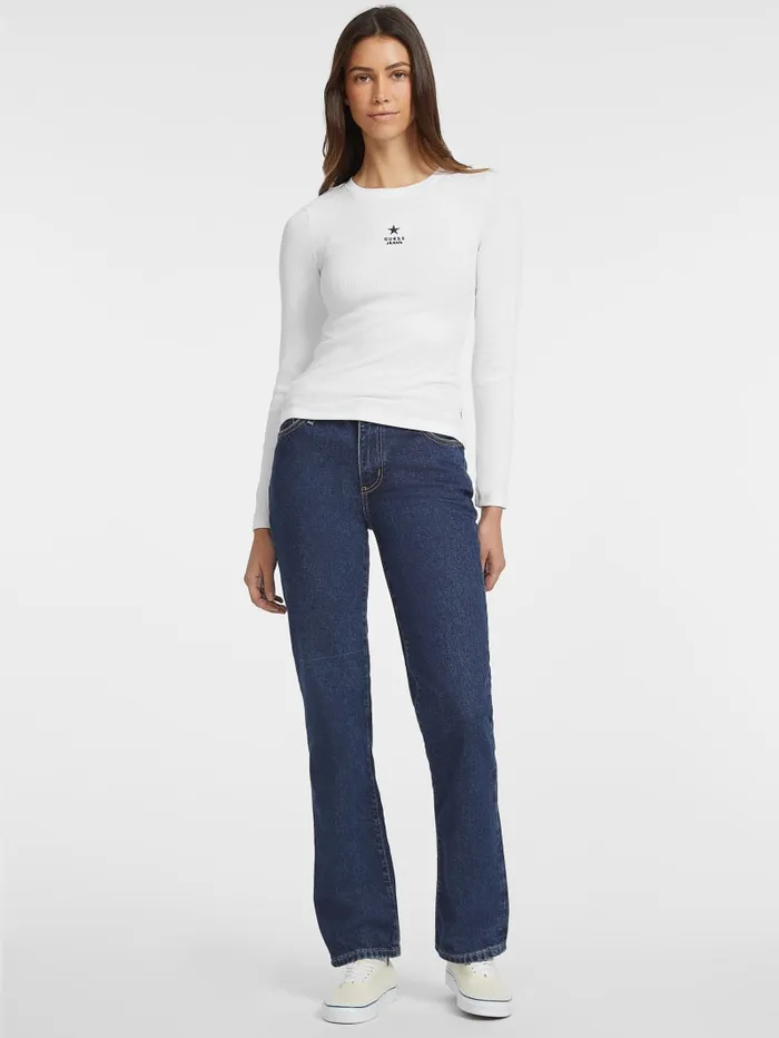 GUESS Tops Slim RibKnit Star Tee Blue 8211 Women