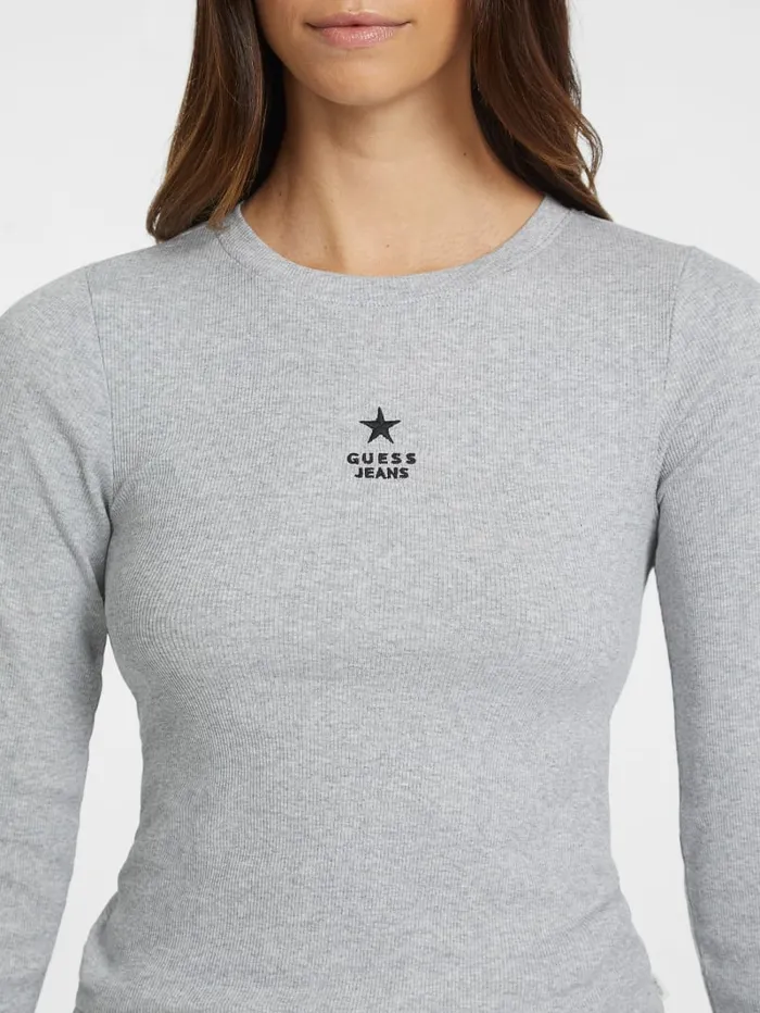 GUESS Tops Slim RibKnit Star Tee Blue 8211 Women
