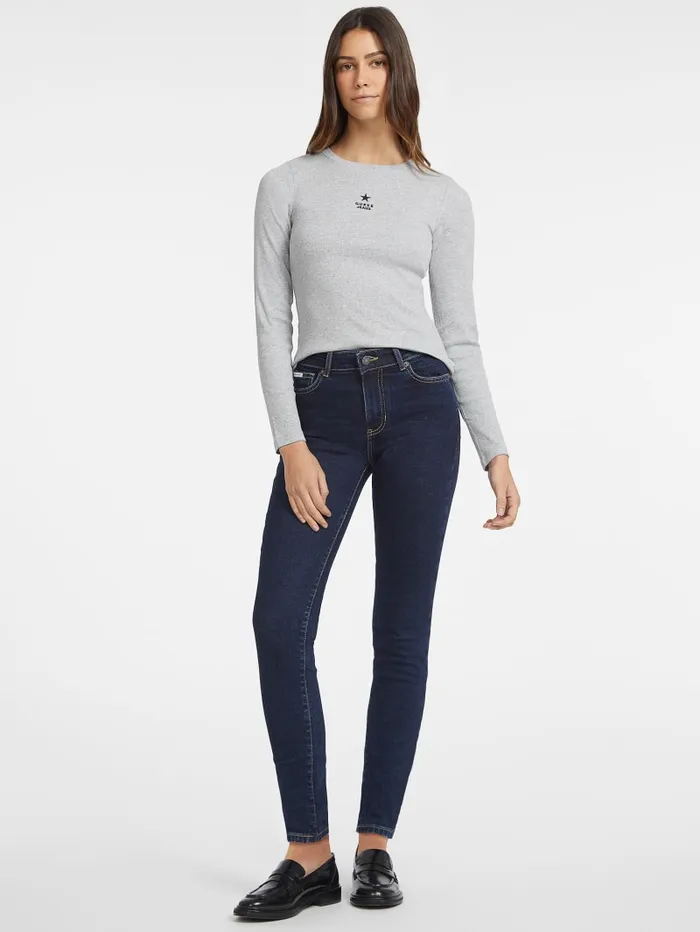 GUESS Tops Slim RibKnit Star Tee Blue 8211 Women