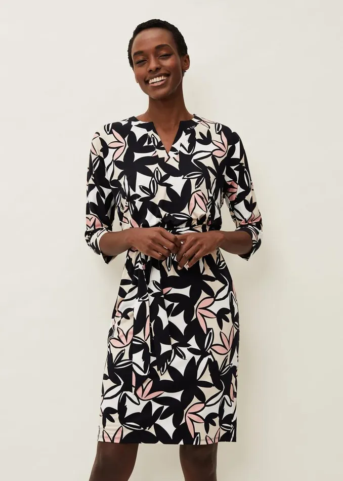 Gwin Leaf Print Dress Multicoloured Women Phase Eight Dresses