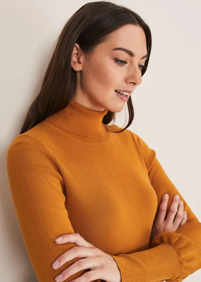 Gwyneth Balloon Sleeve Fine Knit Jumper Amber Women Phase Eight Knitwear