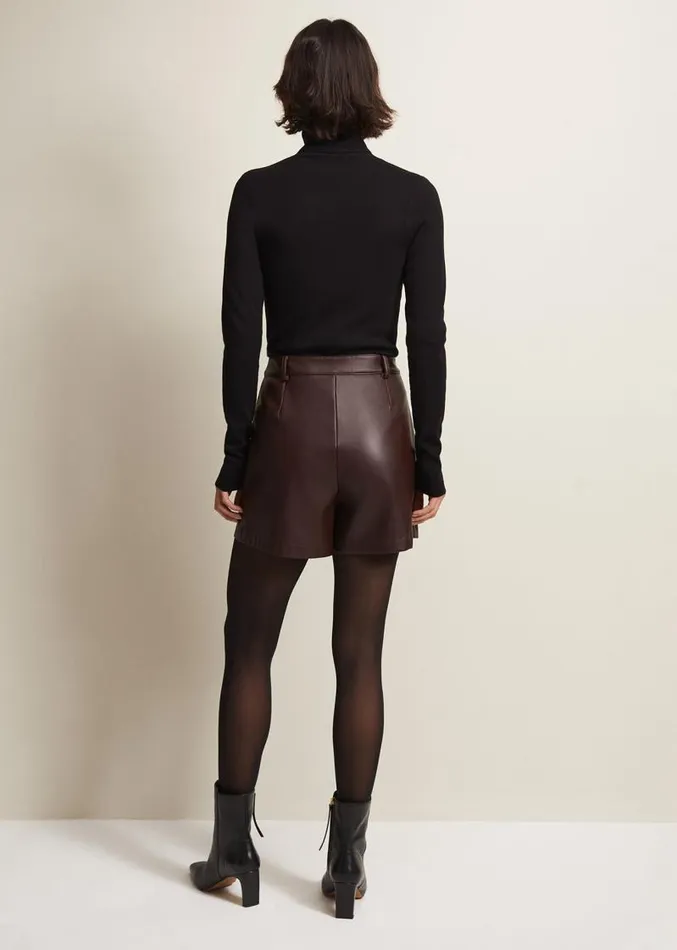 Hadley Faux Leather Shorts Burgundy Women Phase Eight Trousers
