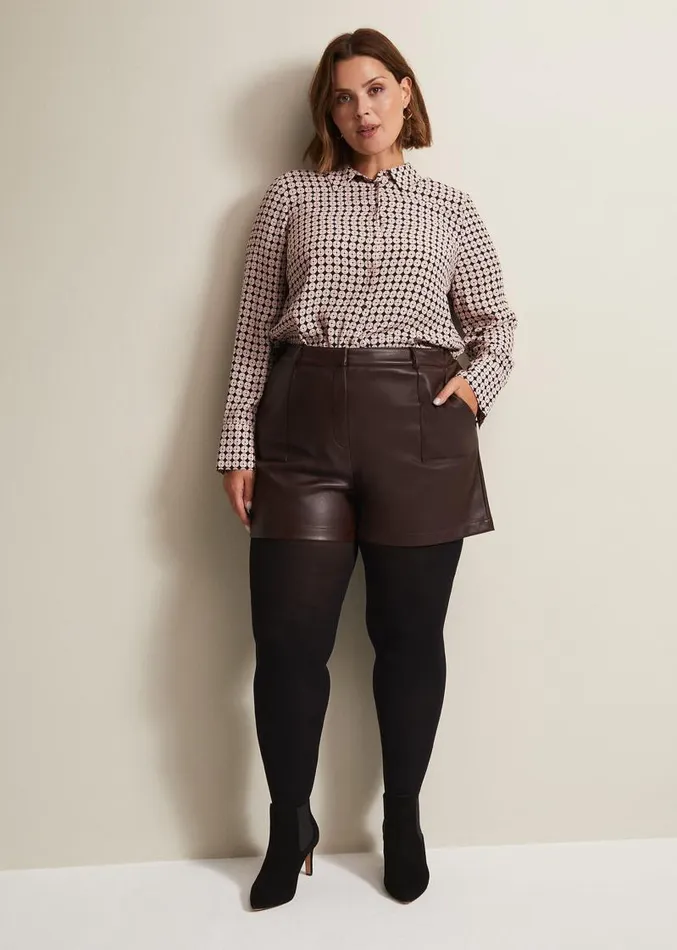 Hadley Faux Leather Shorts Burgundy Women Phase Eight Trousers