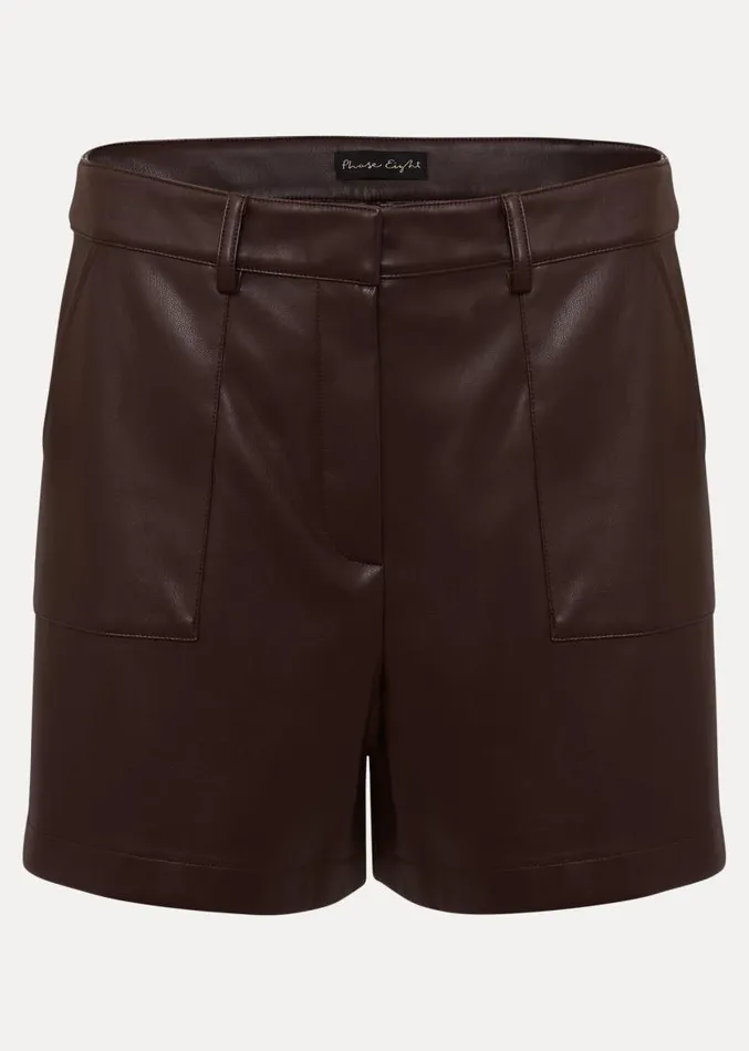 Hadley Faux Leather Shorts Burgundy Women Phase Eight Trousers