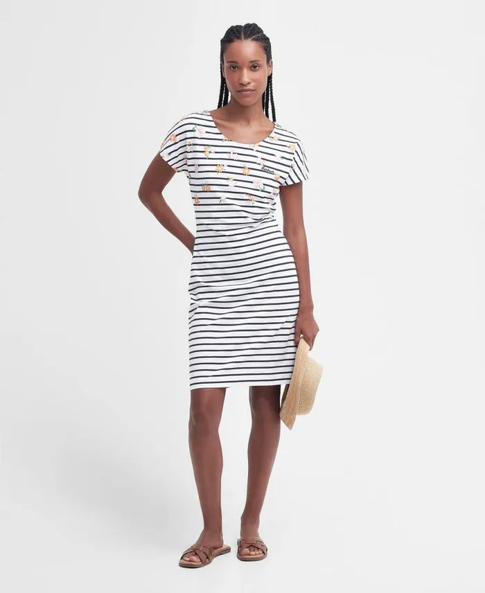 Harewood Printed Mini Dress Navy Country Print Women Barbour Dresses and Skirts