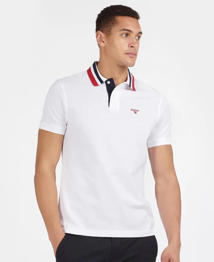 Hawkeswater Tipped Polo Shirt Powder Blue Men Barbour Polo Shirts