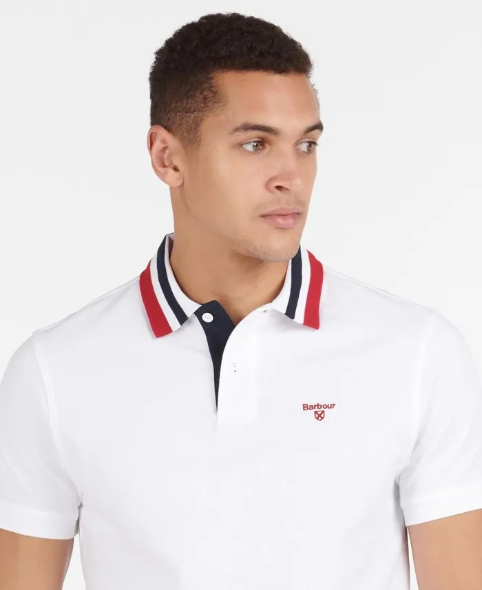 Hawkeswater Tipped Polo Shirt Powder Blue Men Barbour Polo Shirts