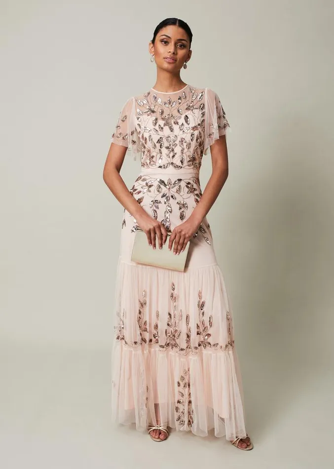 Hilary Embellished Maxi Dress Mauve Women Phase Eight Dresses