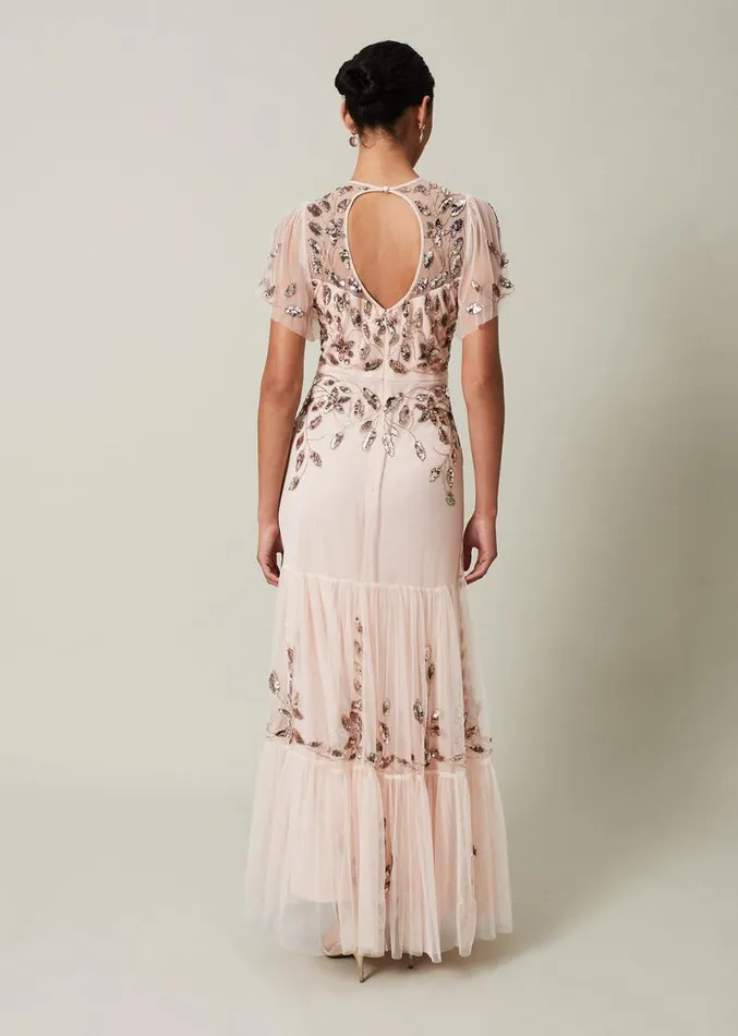 Hilary Embellished Maxi Dress Mauve Women Phase Eight Dresses
