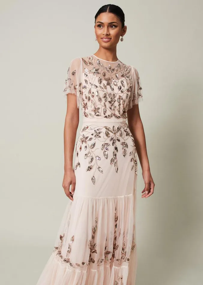 Hilary Embellished Maxi Dress Mauve Women Phase Eight Dresses