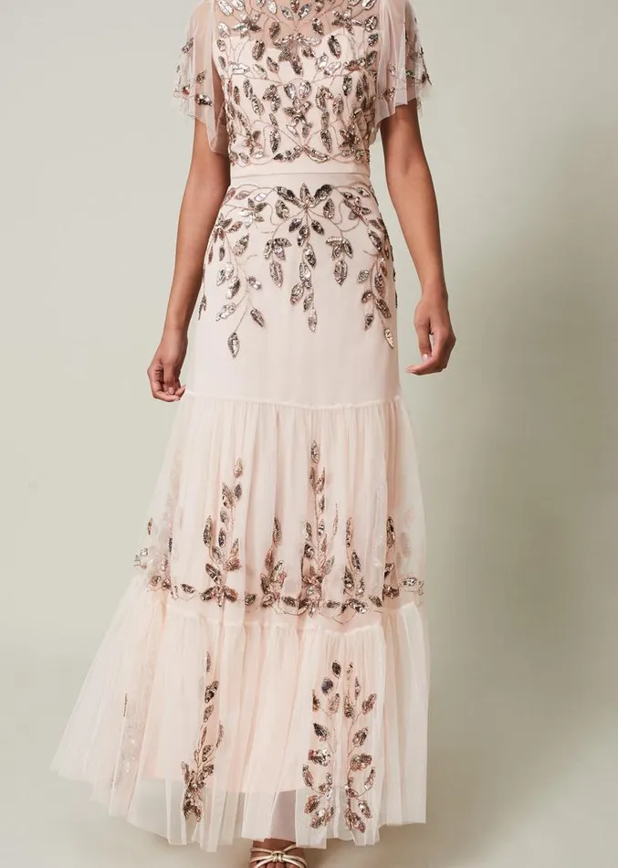 Hilary Embellished Maxi Dress Mauve Women Phase Eight Dresses