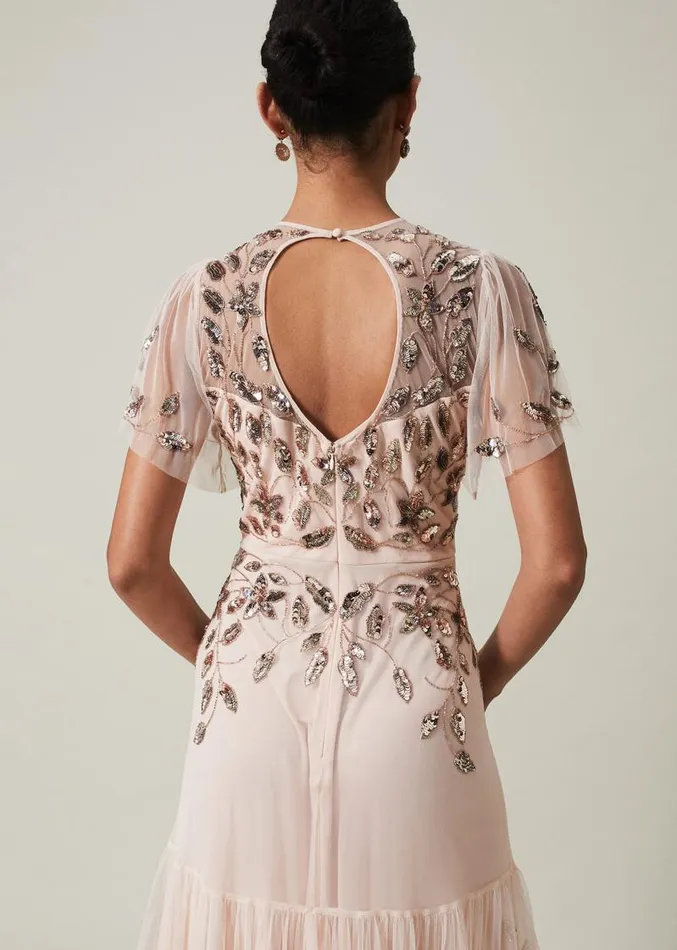 Hilary Embellished Maxi Dress Mauve Women Phase Eight Dresses