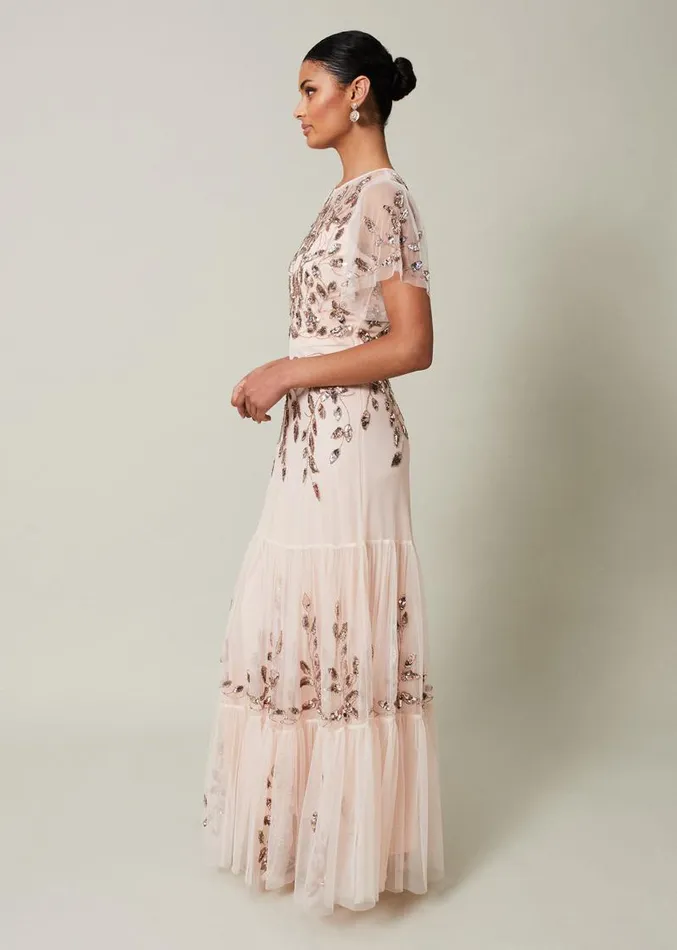 Hilary Embellished Maxi Dress Mauve Women Phase Eight Dresses