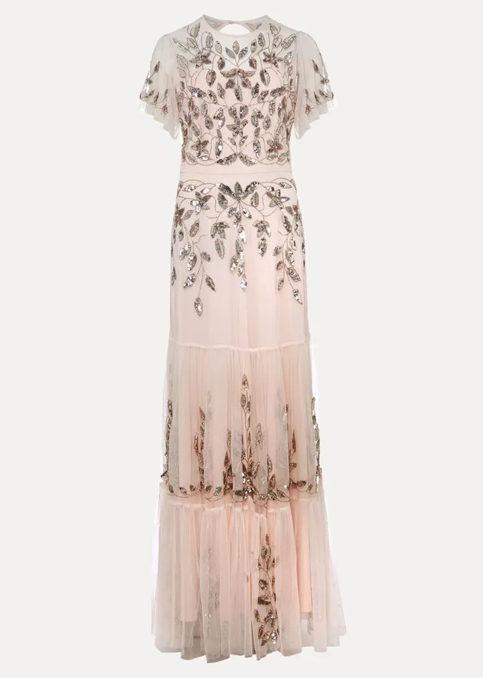 Hilary Embellished Maxi Dress Mauve Women Phase Eight Dresses