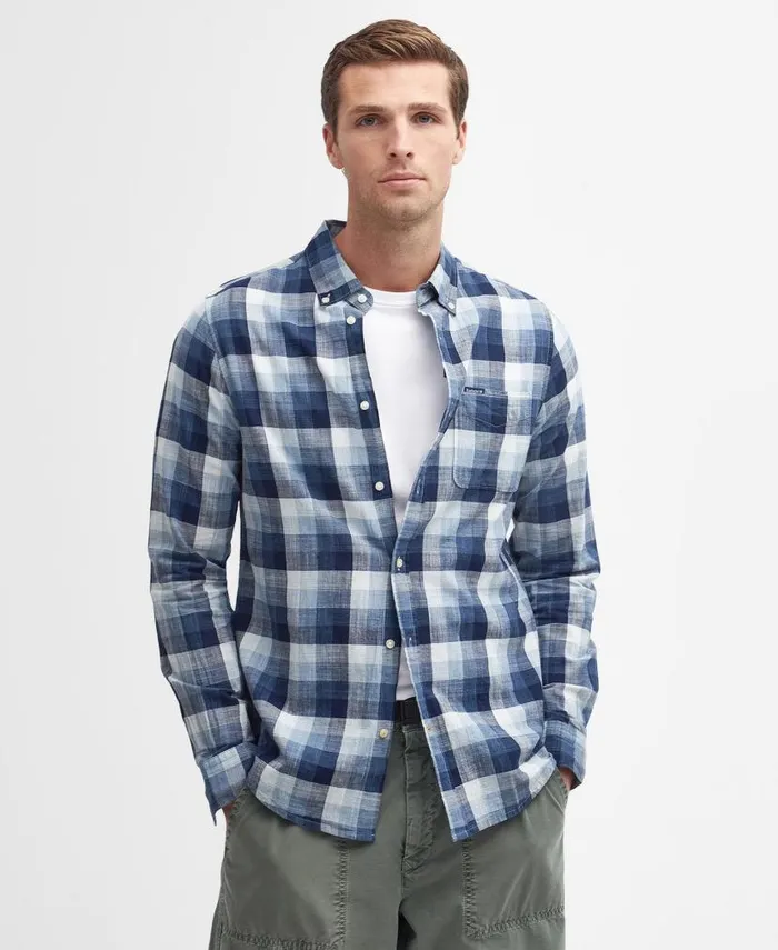 Hillroad Tailored LongSleeved Shirt Olive Men Barbour Shirts