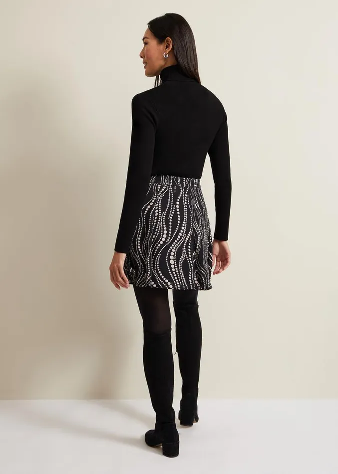 Ilaria Flippy Mini Pearl Print Skirt Black Women Phase Eight Skirts