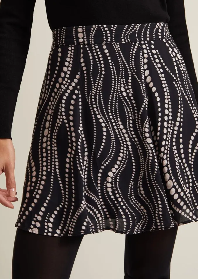 Ilaria Flippy Mini Pearl Print Skirt Black Women Phase Eight Skirts