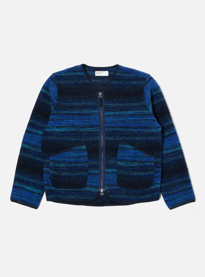 Jackets Men Universal Works Universal Works Military Liner Jacket In Blue Mississippi Fleece Jackets Men Universal Works Universal Works Military Liner Jacket In Blue Mississippi Fleece