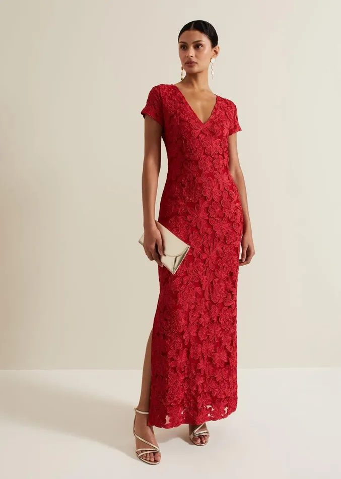Janice Red Tapework Maxi Dress Red Women Phase Eight Dresses