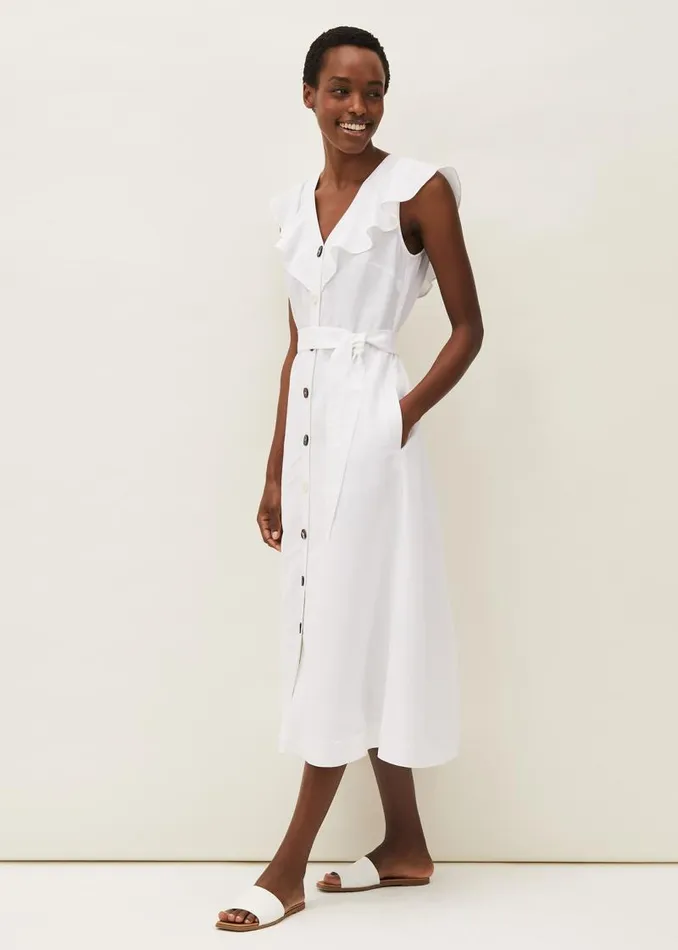 Jemima Linen Shirt Dress White Women Phase Eight Dresses