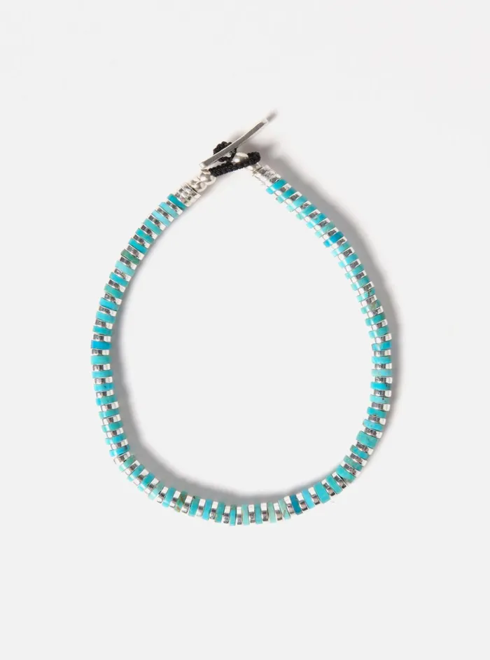 Jewellery Men Universal Works Mikia Heishi Bracelet In TurquoiseHematiteSterling Silver