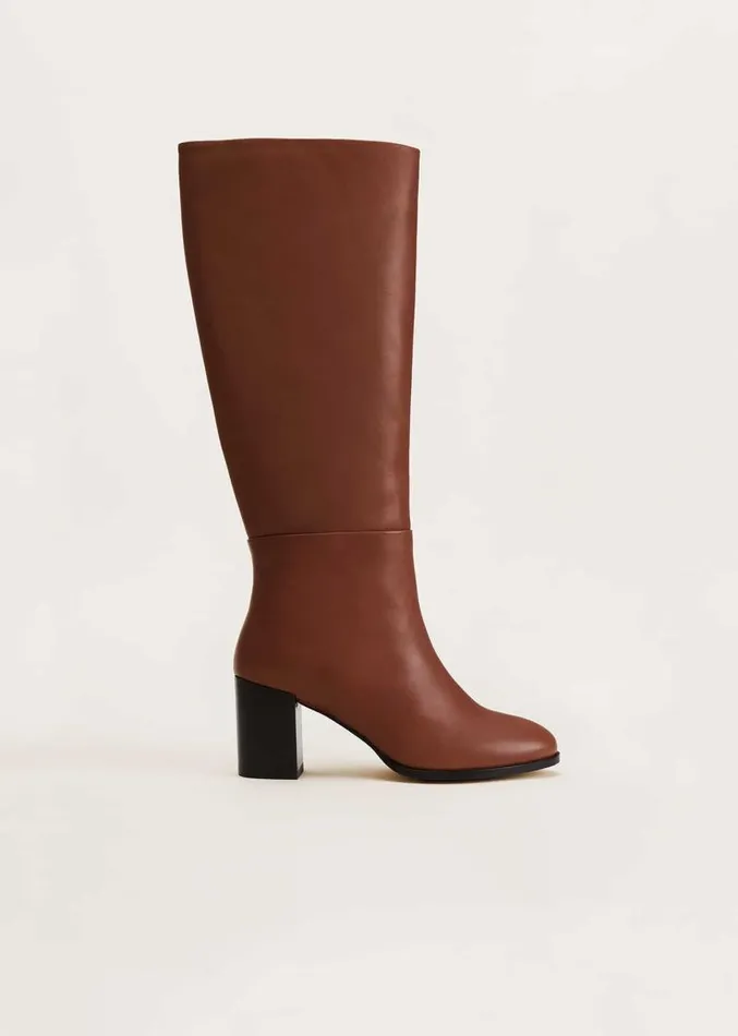Jordan Tan Leather Long Knee Boots Tan Women Phase Eight Heels